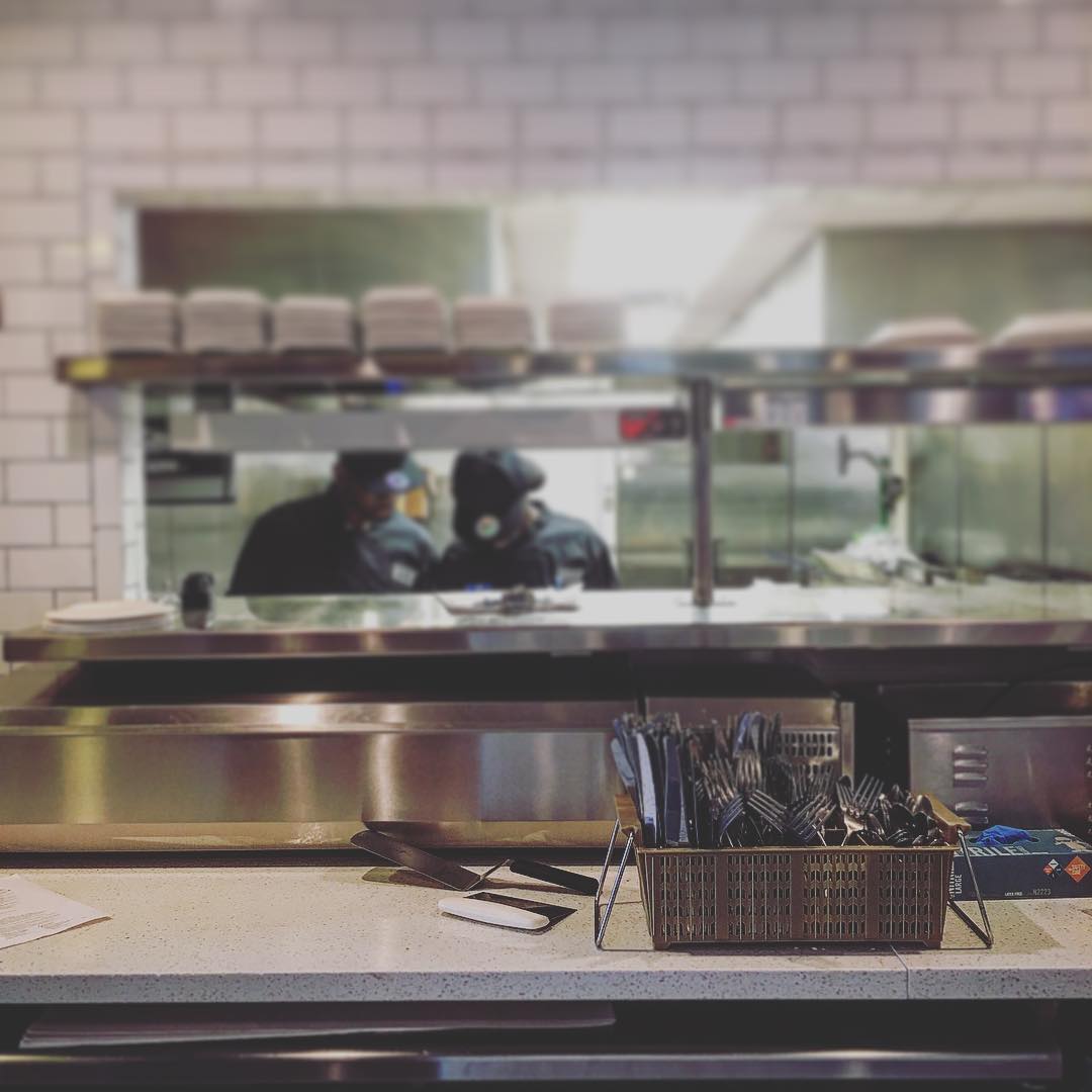 The cooks are in the kitchen, the servers are in...