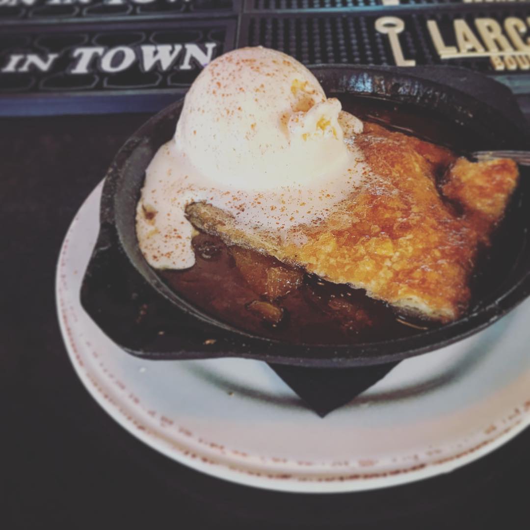 Oh me oh my oh… peach cobbler. Boom. It has…