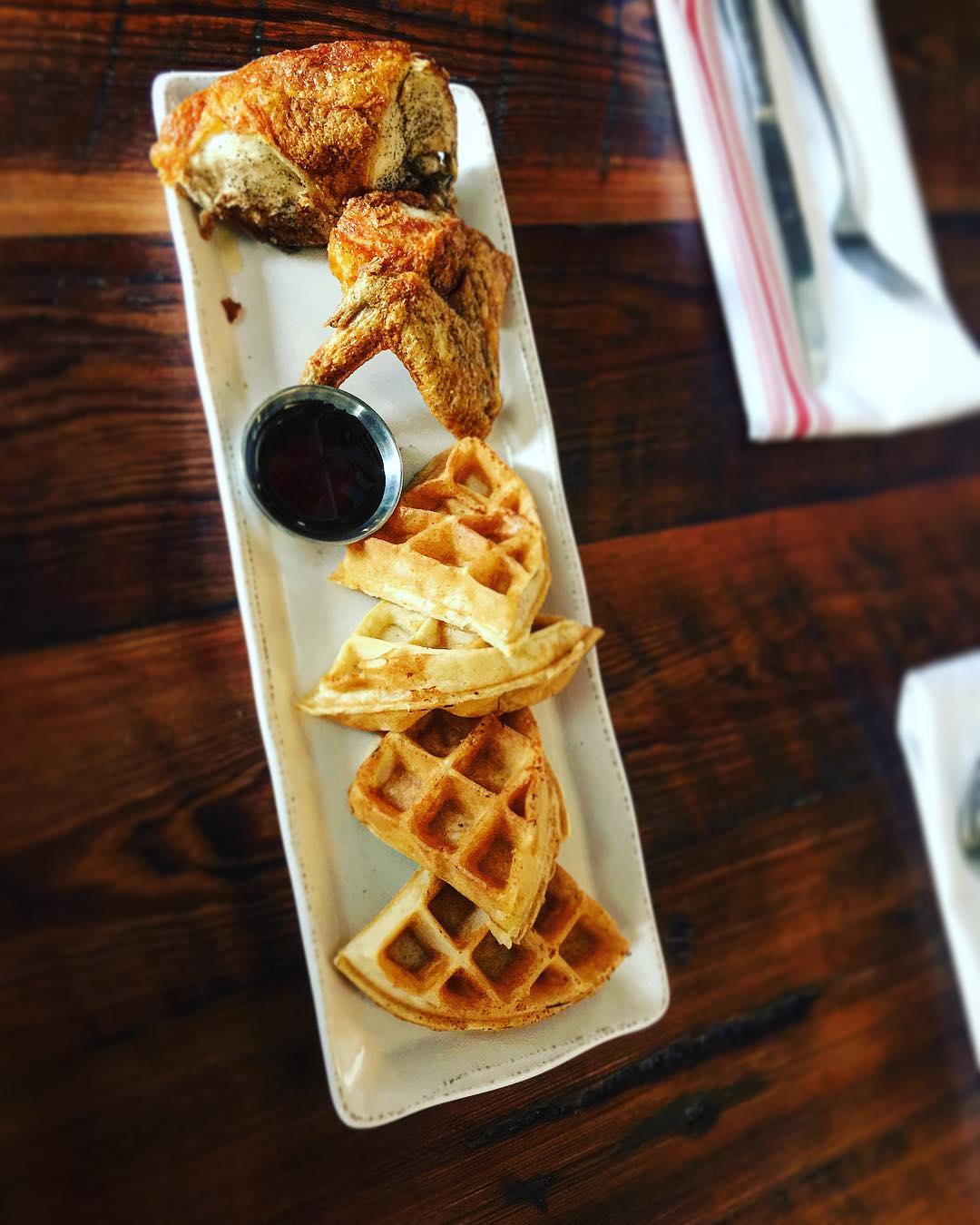 Chicken + Waffles, kids. This week through next week. Get…