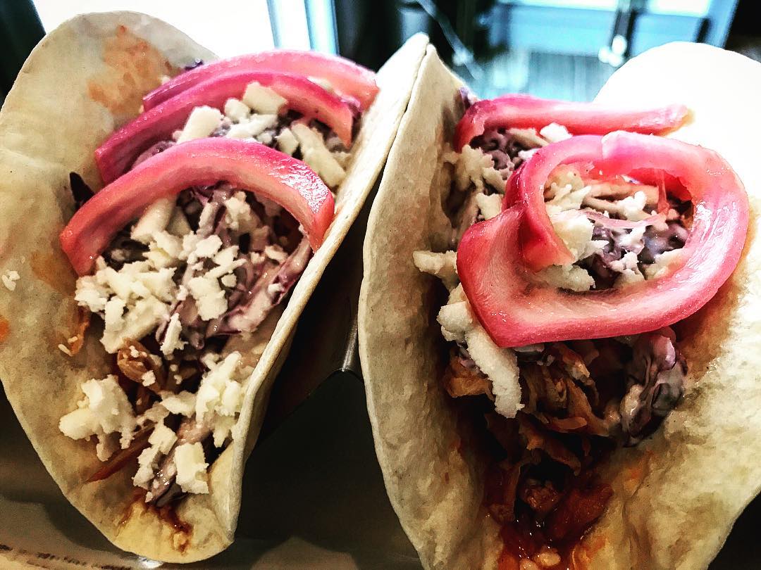 Pork simmered in beer and rib rub. In a taco….